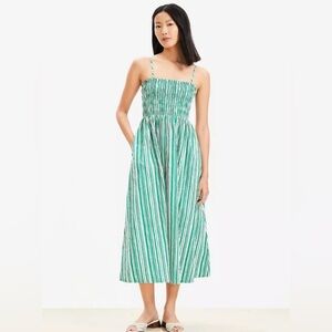 LOFT • Women's Green Striped Maxi Dress • Size S • NWT